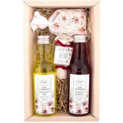 Bohemia Gifts & Cosmetics Wine Spa Vinná kosmetika Hroznový olej a extrakt z vinné révy sprchový gel 200 ml + šampon na vlasy 200 ml + mýdlo 30 g + sůl do koupele v sáčku 150 g dárková sada