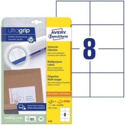 Avery Zweckform 6138 Samolepící etikety 105 x 74 mm 30 archů bílé – Sleviste.cz