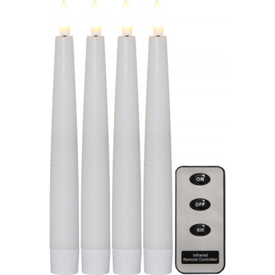 STAR TRADING 4x LED adventní svíčka FLAMME SLIM V.20 cm bílá – Hledejceny.cz