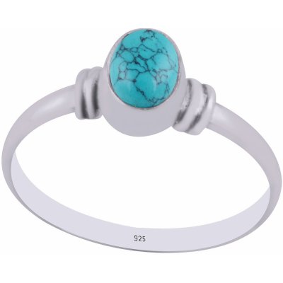 Meucci Stříbrný prsten s oválným přírodním tyrkysem SDR044