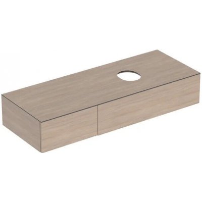 Geberit VariForm skříňka pod umyvadlo na desku, s odkládací plochou, 135x23,5x51 cm, 2x zásuvka, dub / melamin se strukturou dřeva 501.181.00.1 – Zboží Mobilmania