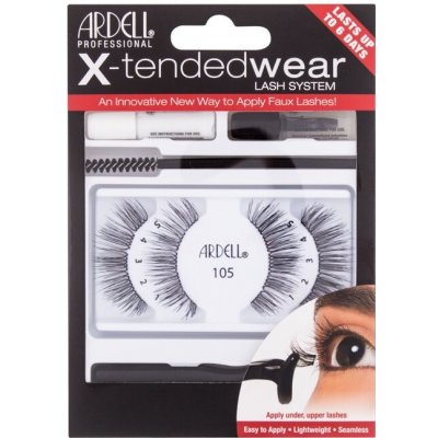 Ardell X-Tended Wear Lash System 105 + lepidlo na řasy X-Tended Wear 1 g + aplikátor 1 ks + odstraňovač řas 1 g + kartáček na řasy 1 ks Black – Zbozi.Blesk.cz