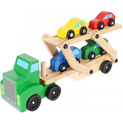 Kruzzel 22698 Dětská dřevěná odtahovka s autíčky – Zboží Mobilmania