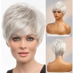 Měsíční bílá pixie paruka z pravých a umělých vlasů Willa – Zboží Mobilmania