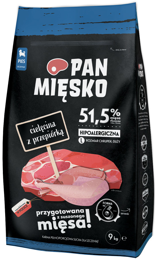 PAN MIĘSKO Telecí s křepelkou L 9 kg