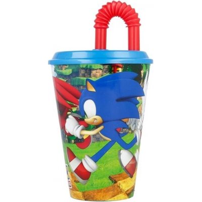 Storline Plastový kelímek s brčkem a víčkem SONIC modrý 430 ml