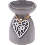Eden Keramická aroma lampa s dřevěným srdcem - Šedá – Zboží Mobilmania