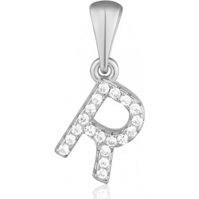 JVD Stříbrný přívěsek se zirkony písmeno "R" SVLP0948XH2BI0R – Zboží Dáma