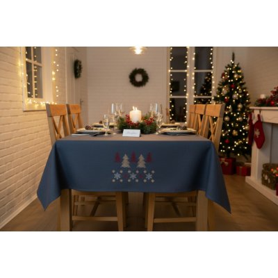 BBK Vánoční ubrus Christmas GLAM šedá vzor stromeček 110x160 cm – Zboží Dáma