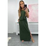 Fashionweek Italské sportovní dlouhé maxi šaty s kapsami K9464 khaki – Sleviste.cz