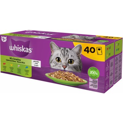 Whiskas Výběrové menu hovězí kuře losos tuňák v želé 40 x 85 g – Sleviste.cz