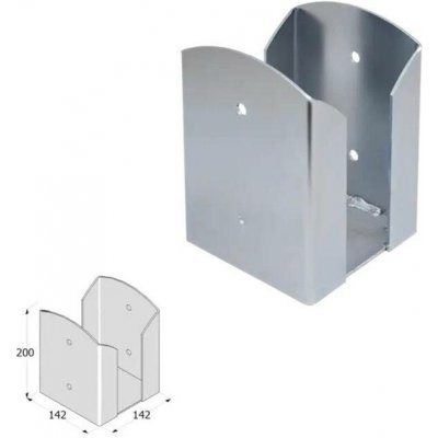 Domax šroubovací patka sloupku se čtvercovou základnou PSPW 140 - 142 x 142 x 200 x 3.0 mm – Sleviste.cz