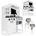 ECOTOYS Dětská dřevěná kuchyňka s horáky a příslušenstvím bílá – Zboží Dáma
