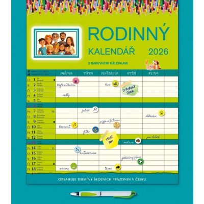 Rodinný s perem nástěnný 28 x 34 cm 2026 – Zboží Dáma