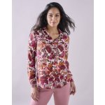 Halenka na knoflíčky s potiskem režná/švestková – Zboží Dáma