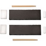 Kesper Sushi set 8ks 2x břidlice 30x10cm 2x keramické misky 2x hůlky 2x držák – Zboží Mobilmania