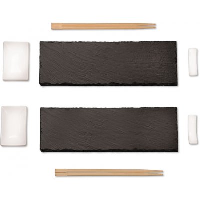 Kesper Sushi set 8ks 2x břidlice 30x10cm 2x keramické misky 2x hůlky 2x držák – Hledejceny.cz