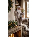 MagicHome Vianoce Dekorace MagicHome Vánoce, santa, textil, šedý, 16x26x45 cm – Hledejceny.cz