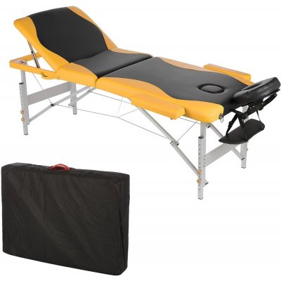 Melko Masážní stůl Melko 3 zónová terapeutická lavice kosmetický hliníkový rám černá / žlutá – Zboží Mobilmania