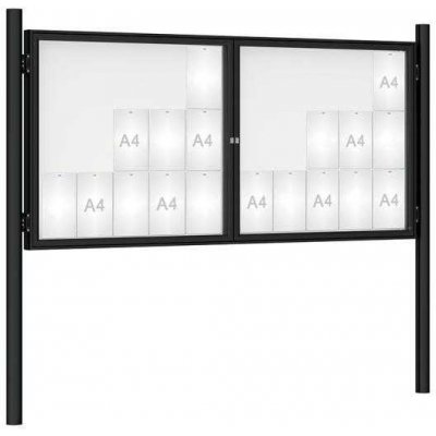 PROCITY Venkovní vitrína model 1000 dvoukřídlá, 30 x A4, černá, včetně sloupků | Zboží Auto