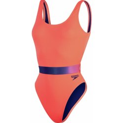 Speedo dámské jednodílné plavky BELTED DEEP U-BK 1PC AF 8-00307415485 oranžový