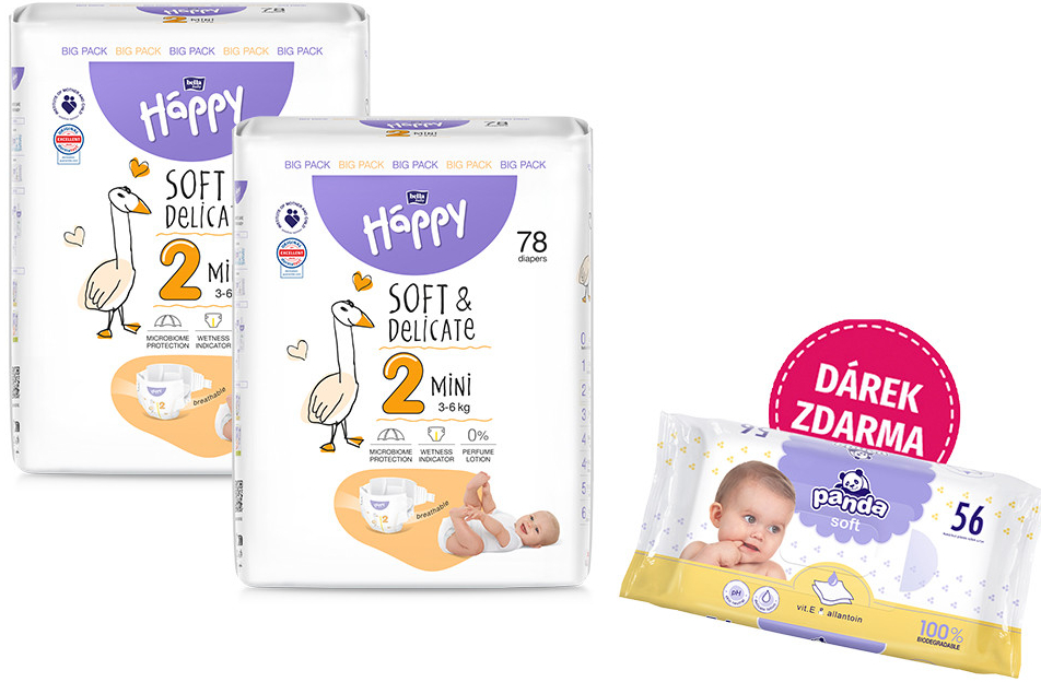 Bella Happy Soft & Delicate BigPack 2 3-6 kg 156 ks 2x 78 ks