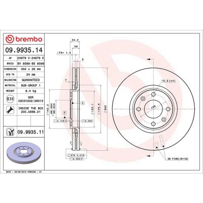 Brzdový kotouč BREMBO 09.9935.11 – Sleviste.cz