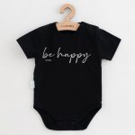 Kojenecké bavlněné body s krátkým rukávem New Baby Be Happy Černá – Zboží Mobilmania