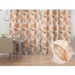 Biante Dekorační závěs Elen PM-133 Hnědo-béžové listy na režném - šířka 140 cm 140x220 cm – Hledejceny.cz