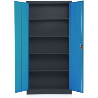 Rauman Univerzální kovová skříň, 90 x 40 x 185 cm, cylindrický zámek modrá - ral 5012 – Zboží Mobilmania