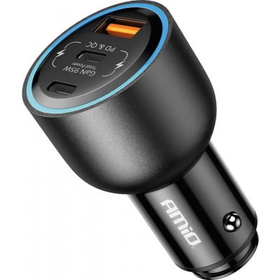 Nabíječka do auta 2x USB C port + USB A port 12/24V 95W AMIO-04372 – Hledejceny.cz