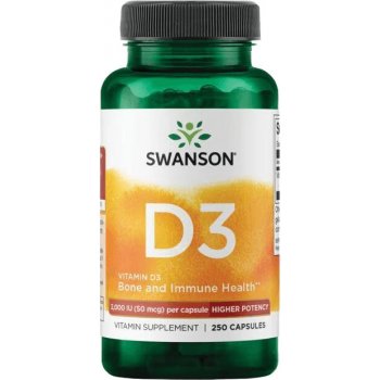 Swanson Vitamín D3 2000 IU 250 kapslí Higher Potency