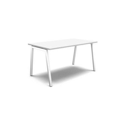 No brand Rovný kancelářský stůl MOON A, 140 x 80 x 74 cm, rovné provedení, bělený dub/bílá 11789