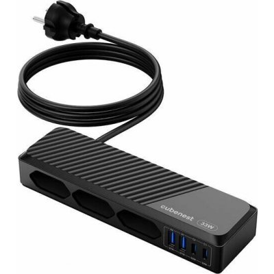 Cubenest PowerStrip SlimLine 7v1 Black PSE343301 – Zboží Mobilmania