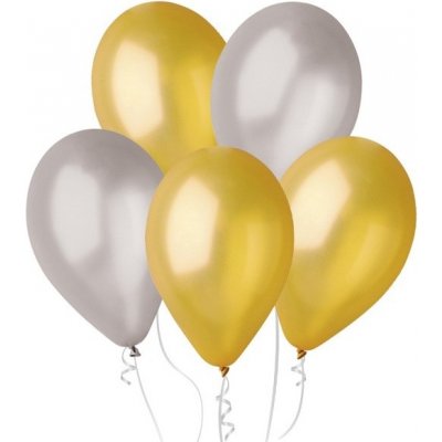 Godan Balónky latexové metalické zlaté stříbrné 26 cm – Zboží Dáma