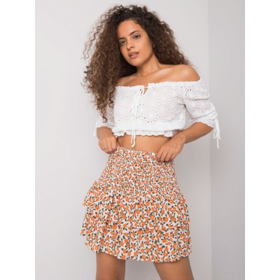 Rue Paris dámská sukně s volánem Cyndi bílo-oranžová – Zboží Dáma