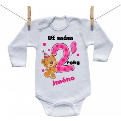 Boodyy Body s dlouhým rukávem Už mám roky s Medvídkem a jménem dítěte Dívka – Zboží Dáma