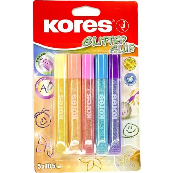 Kores lepidlo Glitter Glue pastelové barvy 5 x 10,5 ml