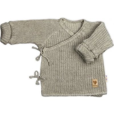 Baby Nellys Kojenecký svetřík rostoucí na zavazování na boku tm. béžová – Zboží Dáma