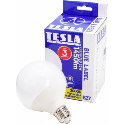 Tesla LED žárovka GLOBE/ E27/ 15W/ 230V/ 1450lm/ 3000K/ teplá bílá