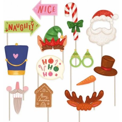 Rekvizity do fotokoutku Kreslené Vánoce 13 ks – Zboží Dáma