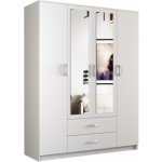 Topeshop Romana 160 KPLB skříň/šatník 11 police/polic 4 dveře/dveří Bílá – Sleviste.cz