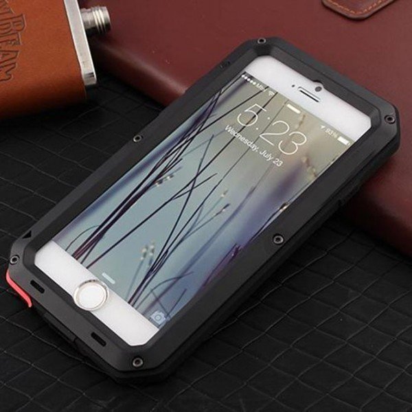 Pouzdro a kryt na mobilní telefon Pouzdro SES EXTRÉMNĚ odolné hliníkovo-silikonové Apple iPhone 5/5S/SE - černé