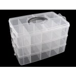 Prima-obchod Velký plastový box kufřík rozkládací 3 patra, barva transparent 19 x 33 cm – Zboží Dáma