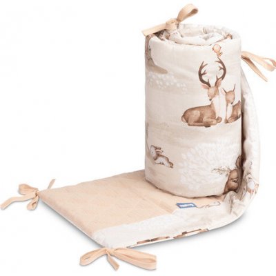 Sensillo Ochranný mantinel do postýlky Lesní zvířátka meruňková – Zboží Dáma