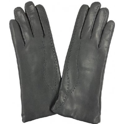 Junek dámské středně šedé kožené rukavice s ruční výšivkou