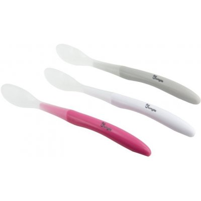 Bo Jungle měkké jídelní lžičky White Pink Grey 3 ks – Zboží Dáma