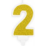 PartyDeco Narozeninová svíčka 2 zlatá 7cm – Hledejceny.cz