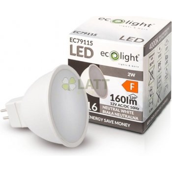 Ecolight LED žárovka MR16 12V 2W neutrální bílá