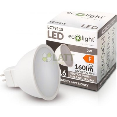 Ecolight LED žárovka MR16 12V 2W neutrální bílá – Hledejceny.cz